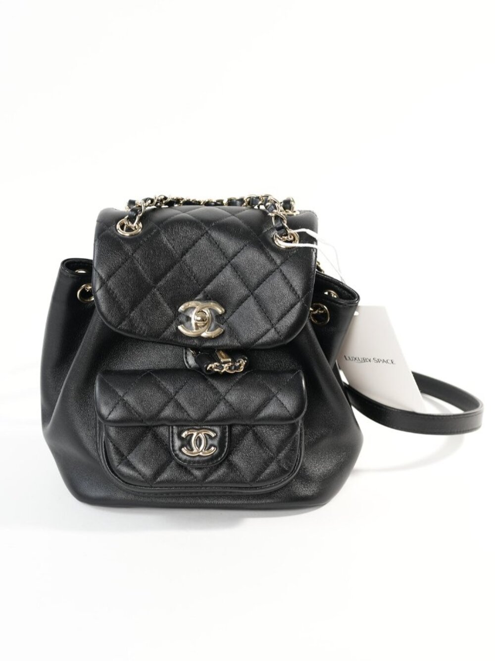 Chanel 24P Duma Backpack Small Black Light Gold Hardware